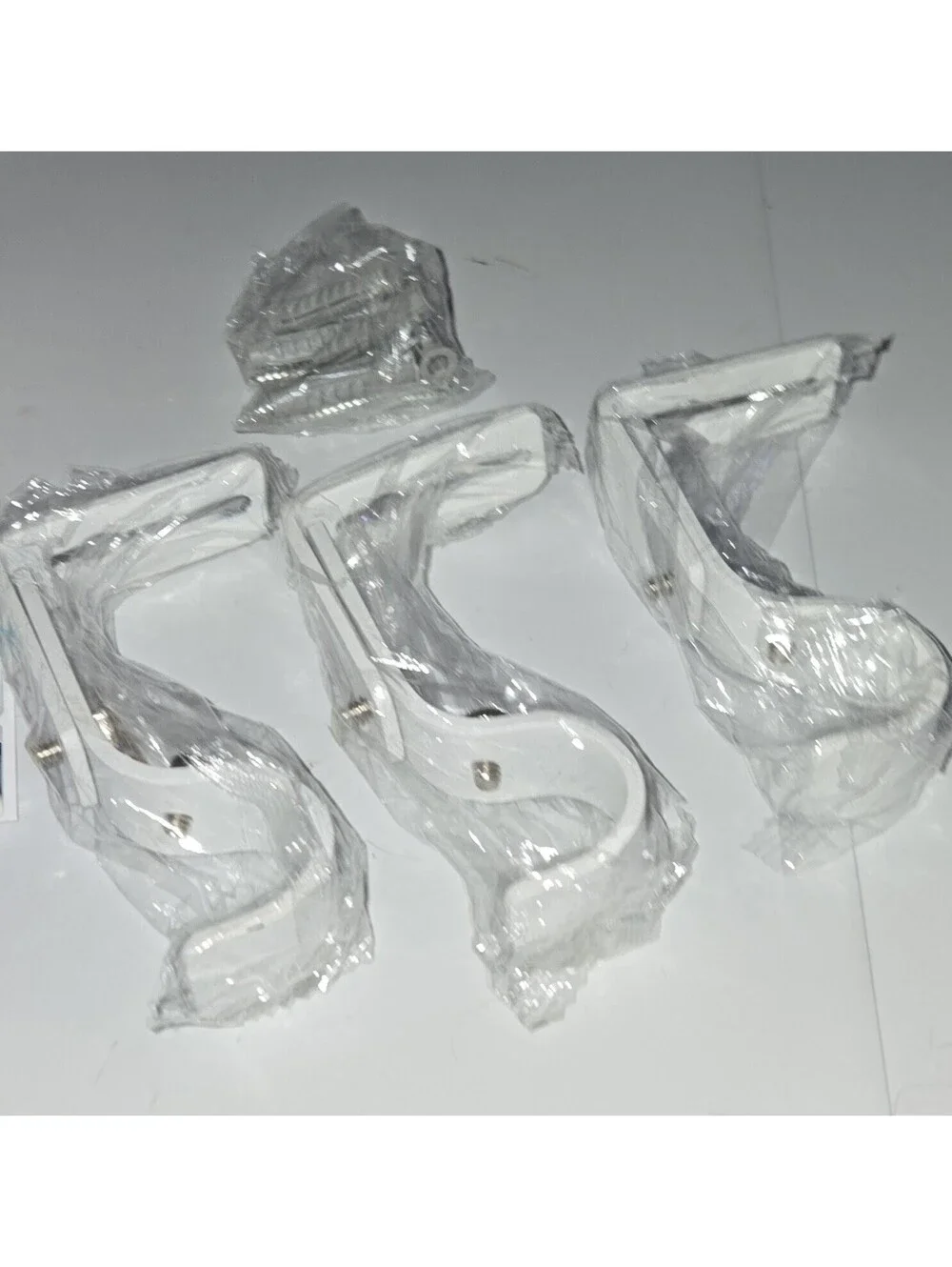 LLPJS White Adjustable Curtain Rod Brackets Set Of 3